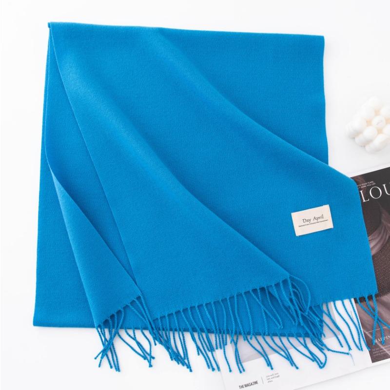 New Solid Color Maillard Imitation Cashmere Scarf for Women Autumn and Winter High End Simple Warm Shawl