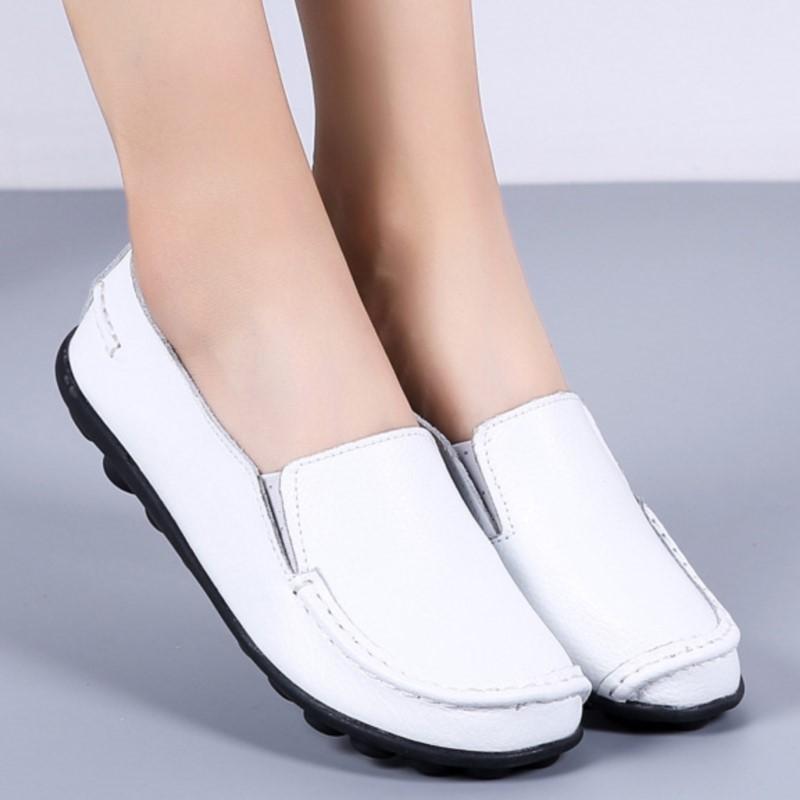 Women Flats Genuine Leather Fashion Footwear Women Shoe Moccasins Shoes Women Slip On Flat Shoes Soft Plus Size Tenis Feminino