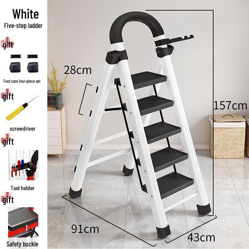 Portable Multifunctional Indoor A-Frame Ladder - 4/5 Step, Folding, Thickened, Telescopic, Mobile