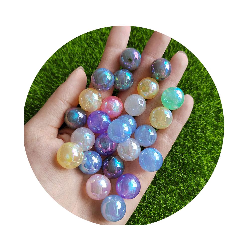 100Pcs 16MM AB Round Pearl-Colored Acrylic Loose Spacer Beads With for Bracelet Necklace Earrings Jewelry Making DIY