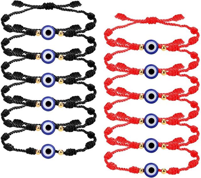 12pcs Lovers Lucky Red Black String Bracelets for Lovers Protection Amulet Friendship Braid Rope Wristband Jewelry Bracelet Gift
