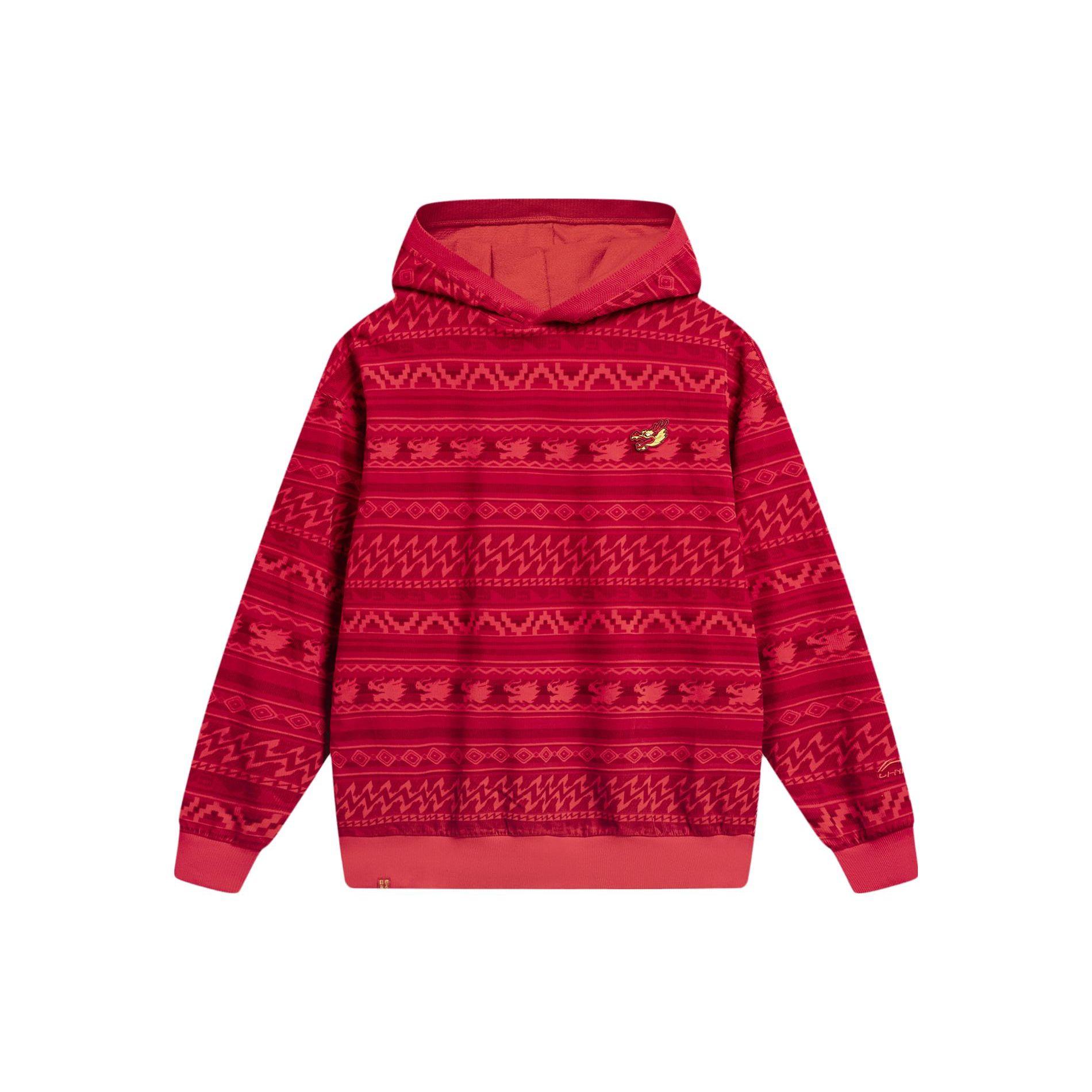 

Li Ning Daily Prosperity Series All Over Print Hooded Long Sleeve Sweatshirt Men Sweatshirt Cinnabar-Red AAEU001-1 XXL