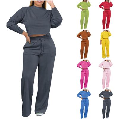 Women's Sportswear Casual Thick Solid Color Two-piece Set Long Sleeved Sweatshirt Set