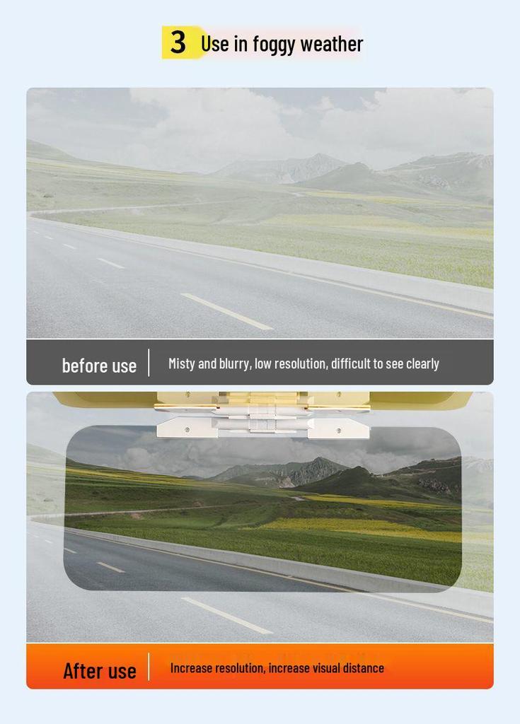 Car Night Vision Anti-Glare Sun Visor: Day/Night Anti-Dazzle Mirror