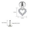 Right Grand ASTM F136 Titanium Mini Heart Cartilage Earring 16G Dainty Flat Back Labret Stud Tragus Helix Piercing Jewelry