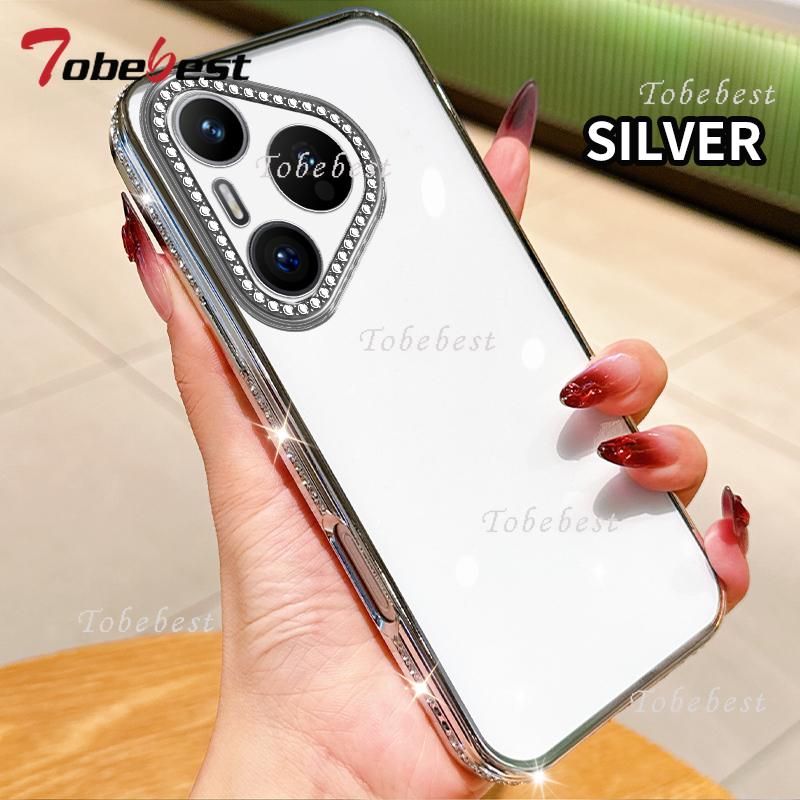 

Diamond Transparent Plating Silicone Case For Huawei Pura 70 P60 P50 Pro Clear Soft Back Cover Huawei P50 серебряный