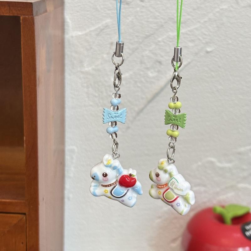 1/5 Pezzi Portachiavi Pony Cartone Animato Carino Creativo Cavallo Perline Cinturino Cellulare Ciondolo Zaino Decorazioni da Appendere Accessori Regalo