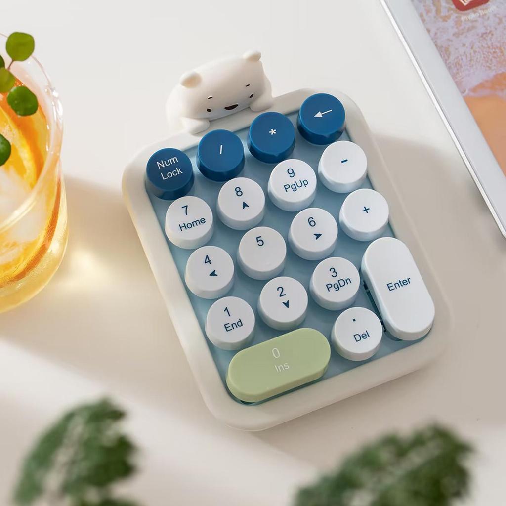 Mofii Bezdrátová numerická klávesnice, Barevná retro mini přenosná numerická klávesnice, 2.4G bezdrátová externí klávesnice pro počítač