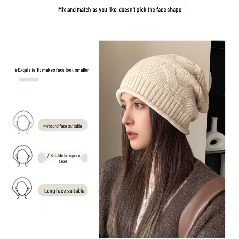 Autumn/Winter Women's Rolled Edge Loose Knit Wool Hat