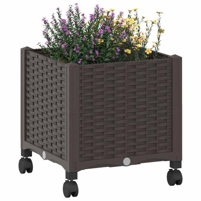 Maison Exclusive - Jardinière avec Roues Marron 40 x 40 x 44 cm PP
