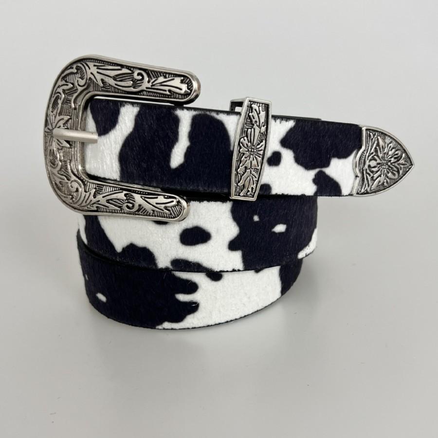 Western Denim Buckle Belt, Cow Print Belt DVN, Personalized, Fashionable and Versatile Denim Belt