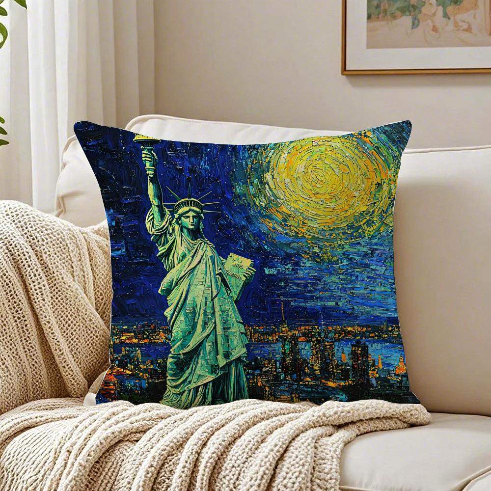 

Landmark GGoddess Statue of LLiberty Cushion Cover Pillowcase Antidustmite living Room Sofa Decor Cushion Room 30X30cm