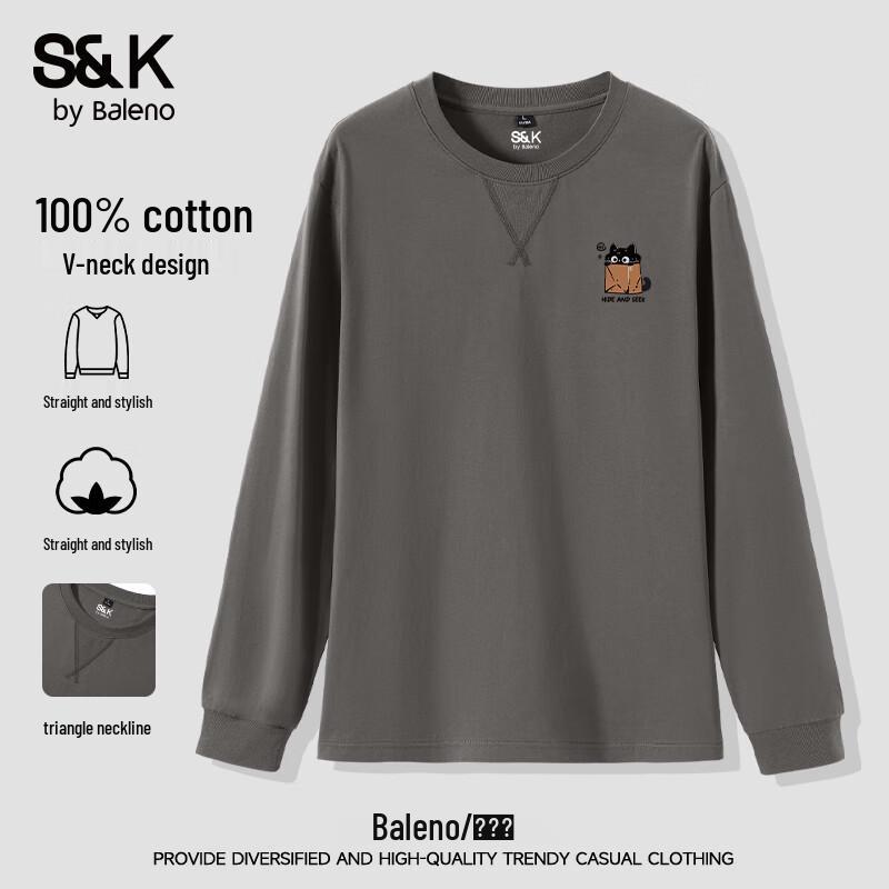 Baleno Men s S&K Series Crew Neck Long Sleeve Cotton T-Shirt 3XL