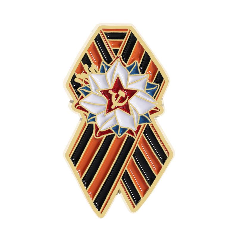 Creative Russian Flag Victory Day Saint George's Ribbon Wheat Ear Brooch Metal Badge Souvenir Badges Metal Pines