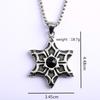 Vintage Mens Stainless Steel Pendant Black Gemstone Hexagram Necklace