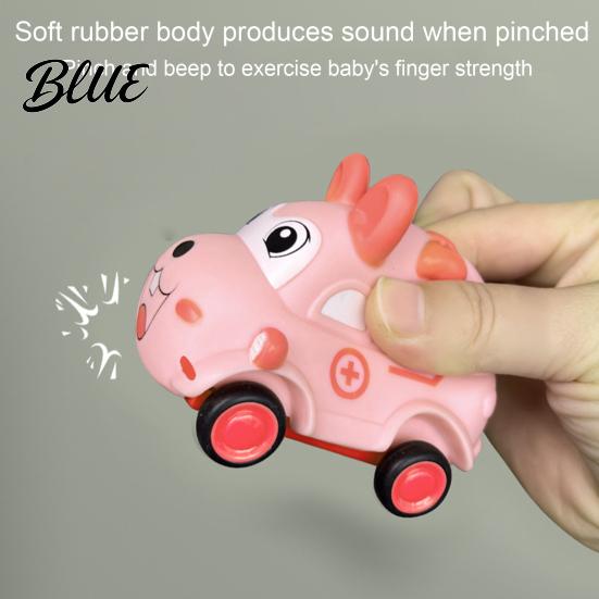 Dinosaur Vehicle Toy Baby Cartoon Pull Back Car Toy Squeaky Bear Rabbit Press and Sound Soft Silicone Gift for Toddlers Boys Girls