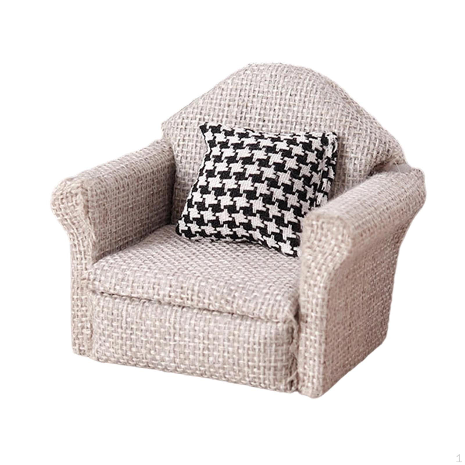 

1/12 Dollhouse Miniature Sofa Armchair Chair Cushion in with Vintage Design And Cozy Atmosphere светло-серый