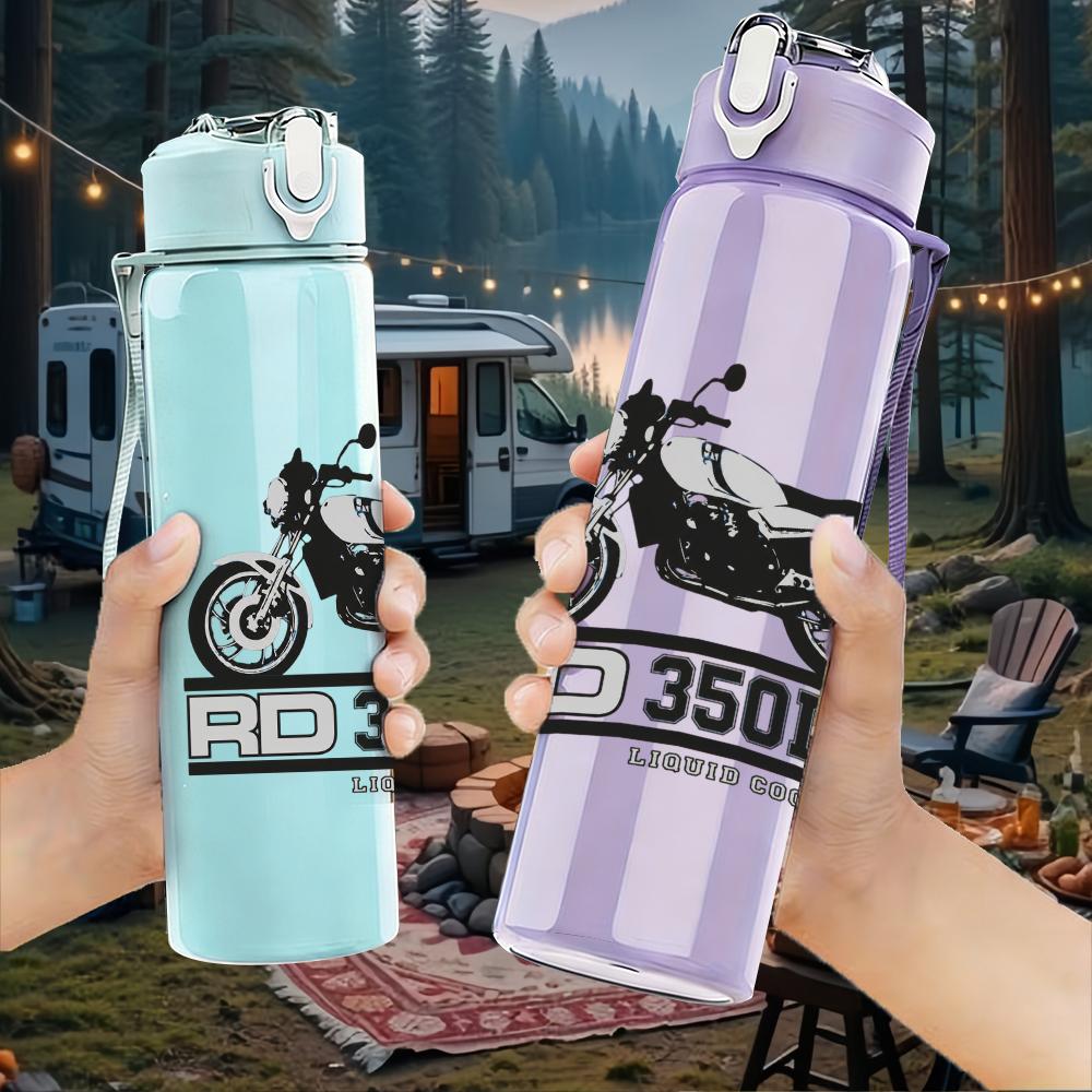 1PC Retro soldier male portrait print 750ml colorful plastic sports water bottle leakproof pop up lid with straw for outdoor work home use