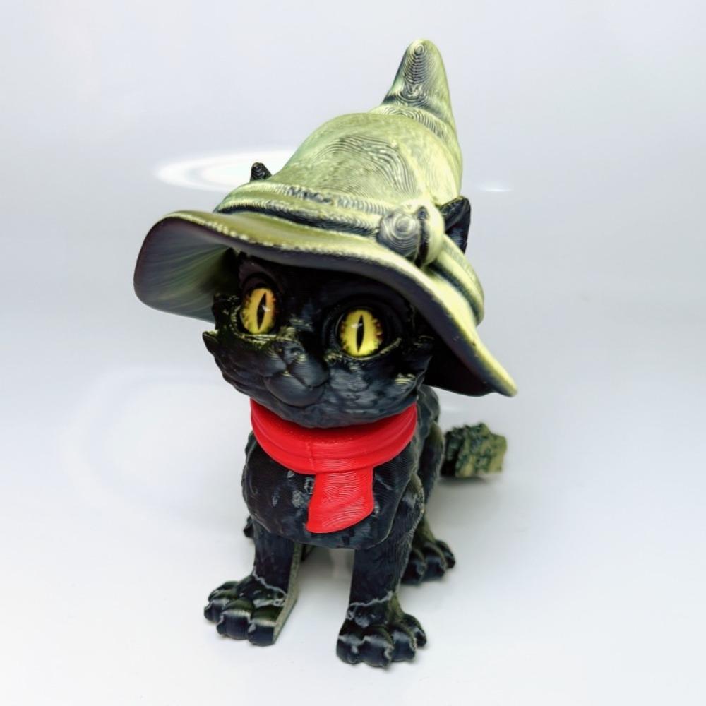 Big Eyes 3D Printed Cat Model Plastic Material Creative Sculpture Articulated Cats Doll 3D Printing Technology Realistic Design