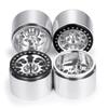 TRZX 4pcs Aluminum Beadlock Rims, 2.2" Wheels, RC Rim Hubs, 45mm, for 110 RC Crawler Axles: SCX10 (90046), TRX4, Wraith (90048), RR10 (Silver + Black)