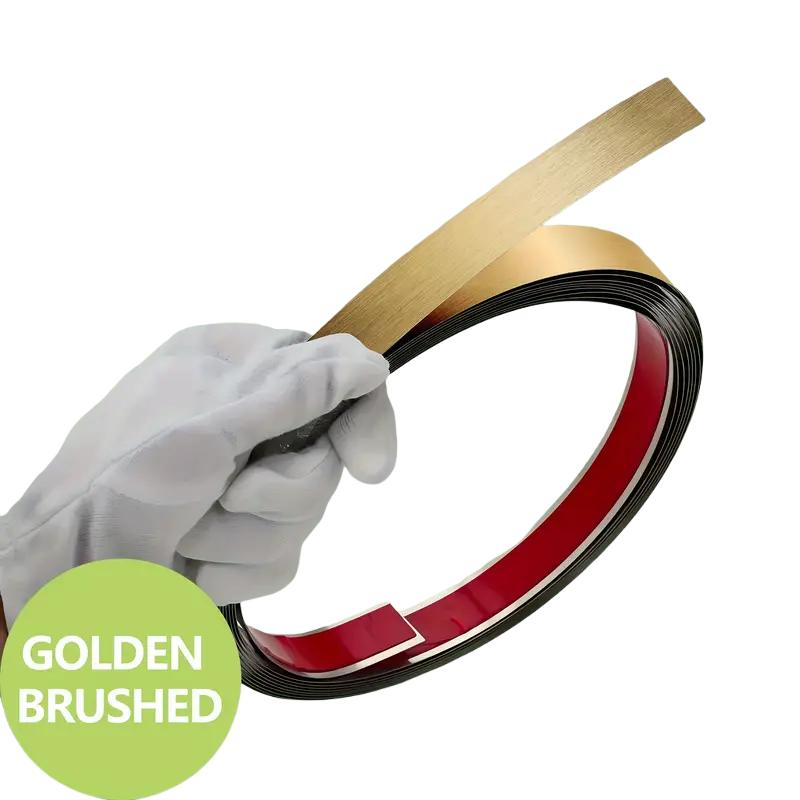 1PC 5m/196.85inch Gold Wall Sticker Stainless Steel Flat Decorative Lines Titanium Mirror Wall Ceiling Edge Strip Living Room De