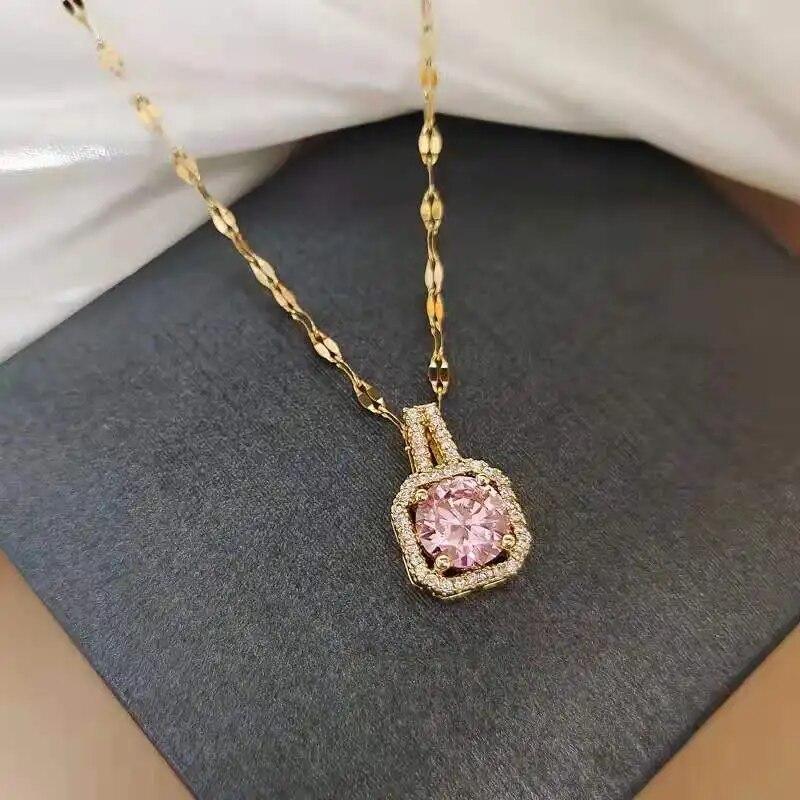 Trendy Heart OF Ocean Stainless Steel Cubic Zirconia Necklaces For Women Men Gold Color Metal Crystal Party Everyday Zircon