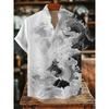 Camicia da Uomo a Maniche Corte con Stampa Ondulata, Design alla Moda, Top Estivo da Uomo, Camicia Hawaiana Casual Trendy per le Vacanze