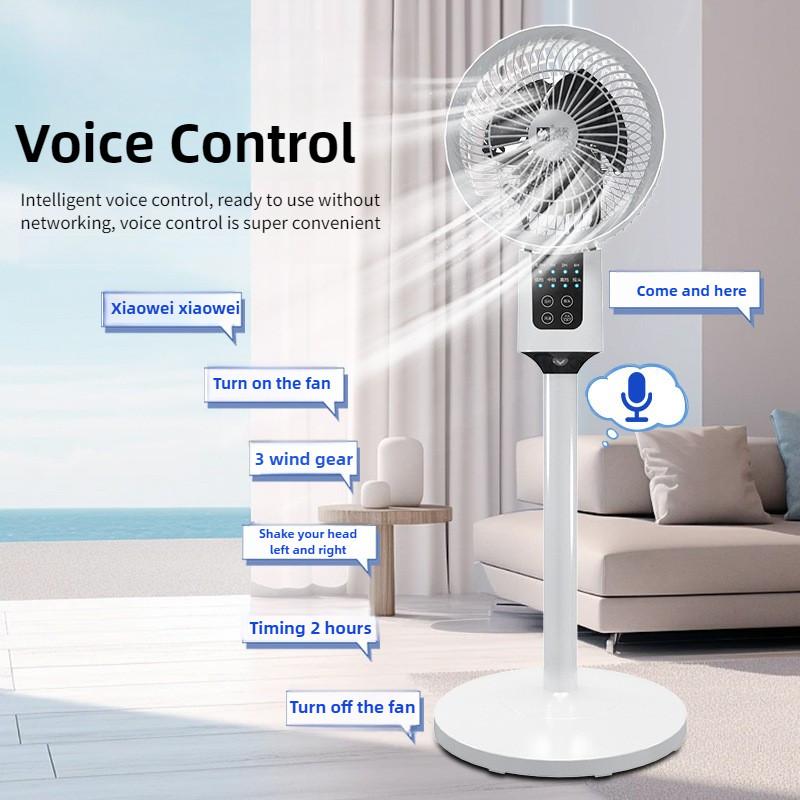 Elektrischer Ventilator mit Fernbedienung für den Haushalt, Büro, Stimme schütteln, Bodenventilator, Schlafsaal, Schreibtisch, vertikaler Luftzirkulationsventilator