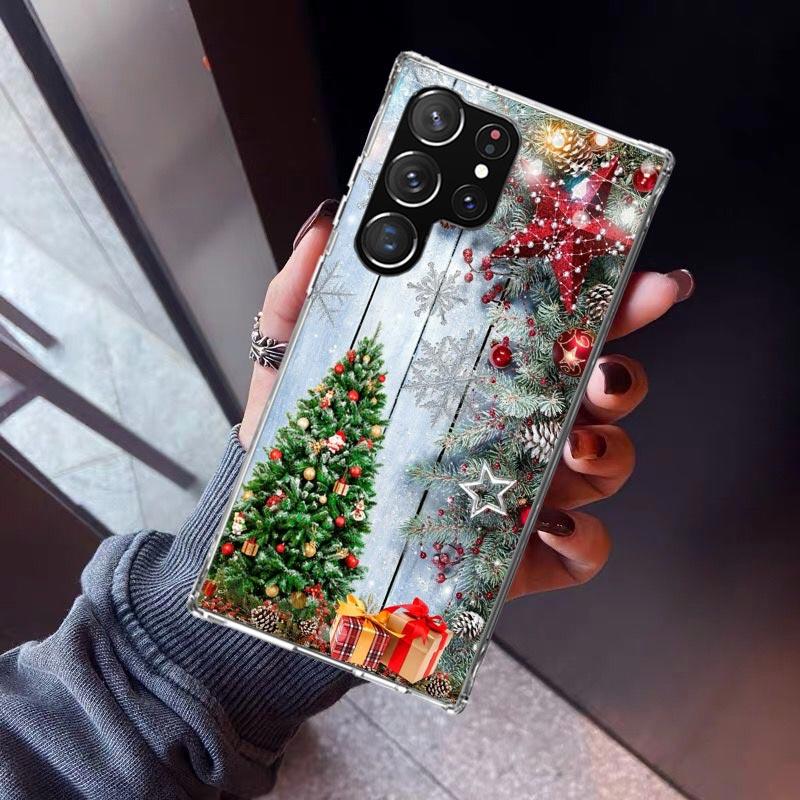 Merry Christmas Tree Snow Phone Case For Samsung Galaxy S23 S24 S25 Edge S26 Ultra S22 + S21 Plus S20 FE Cover Silicone Print Sh