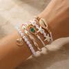5 Stück/Set Bohemian Seestern Muschel Muschel Armbänder für Frauen Ethnischer Stil Imitation Perle Zirkon Perlen Armreifen Strand Schmuck