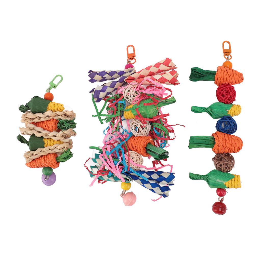 Parrot Chew Toys Set Birds Shredding Foraging Toys Bite Resistant Anxiety Reduction Cage Hanging