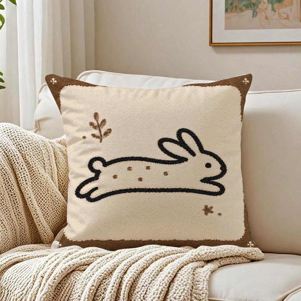 Medieval Critter Embroidery Cushion Cover Breathable Organic Cushion Covers Machine Washable Wrinkle-Resistant Soft Durable