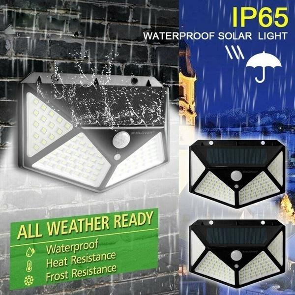 Upgraded 100LED Solar Powered Wall Lamp, PIR Motion Sensor Outdoor Security Light, IP65 Waterproof Solar Garden Light