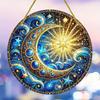 2D Flat Bohemia Style Moon Round Acrylic Desktop Decoration, Home Decor Plaque Hanging Wall Art Decorative Garden Decoration for Room Door Signs Hangi