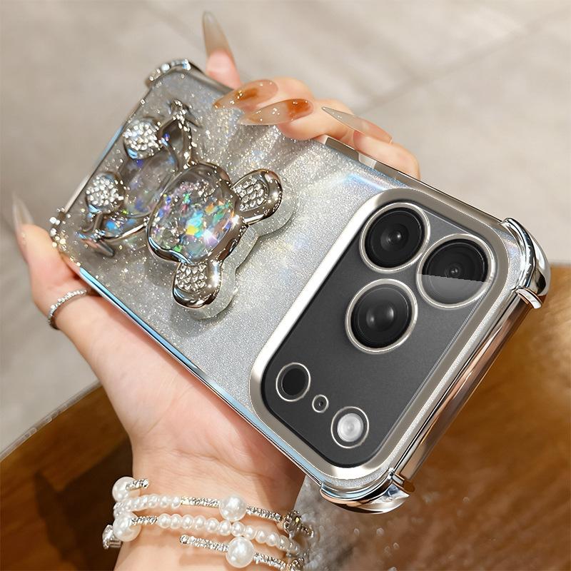 Applicable To iPhone17proMax Airbag Mobile Phone Case Quicksand Violent Bear Apple 16 Four Corners Anti-drop 15 Protective Case