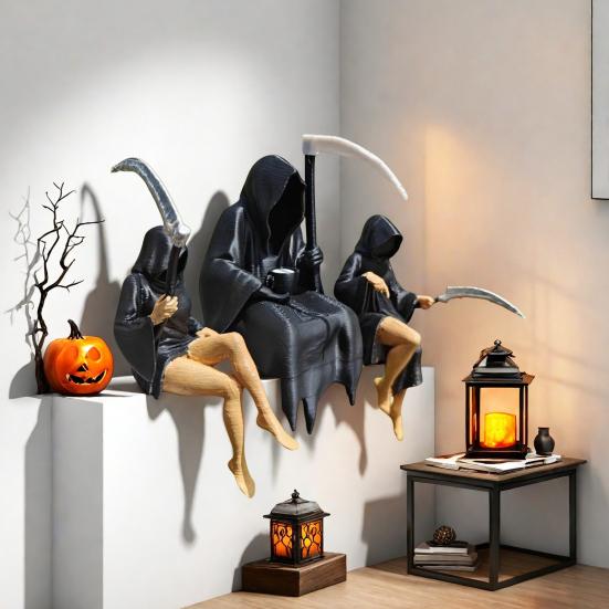 Gotická stolní socha Ručně vyráběné umělecké ozdoby Tajemná fantasy postava Halloweenská tématika Zahradní police Dekorace