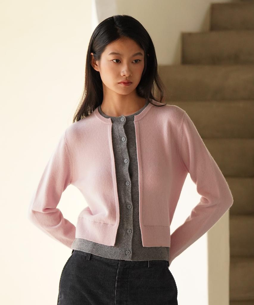 SHINE ON YOU Premium Rws Superfine Merino Layered Effect Cardigan_Powder Pink
