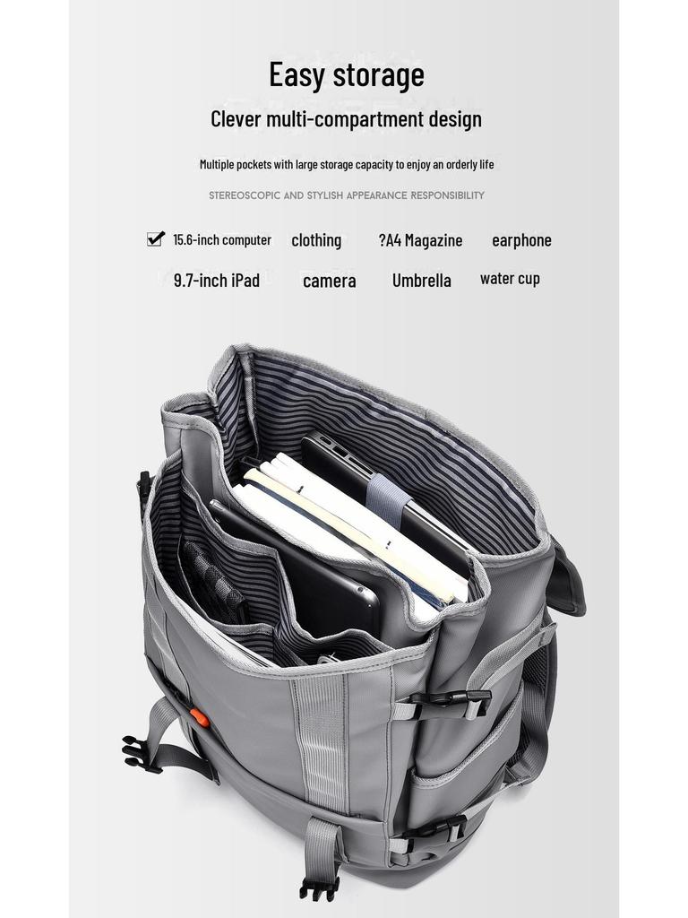 High-Capacity Reflective Casual Backpack with Multifunctional Design