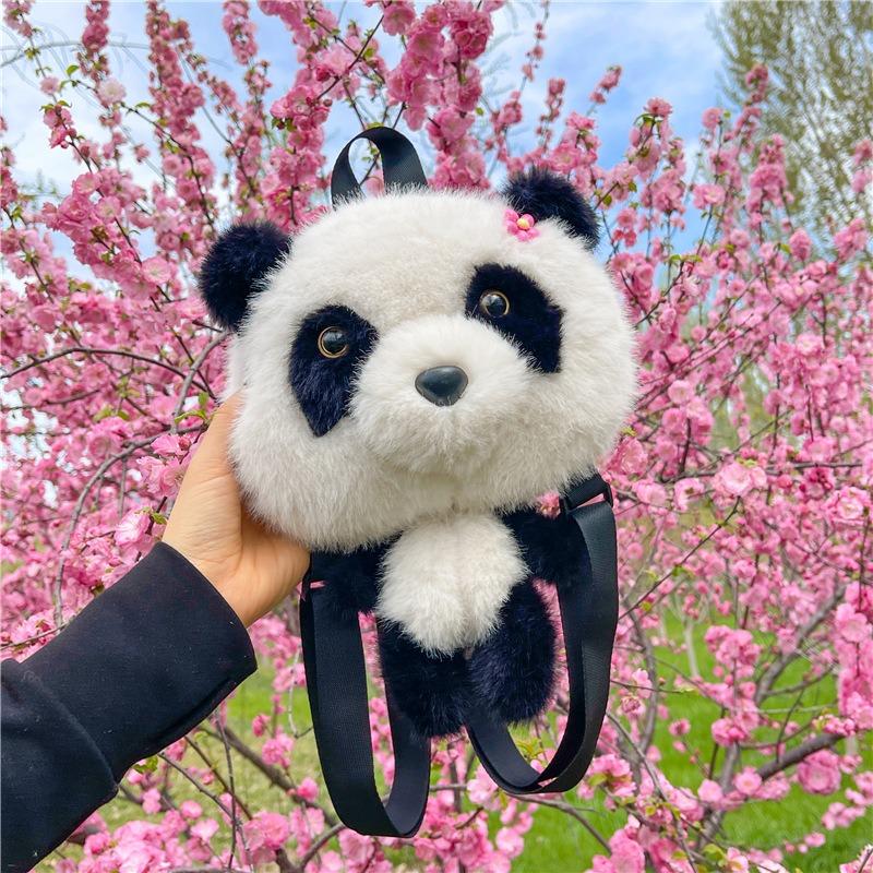 Grab Doll Panda Plush Bag Women's Shoulder Messenger Bag Doll Backpack Cute Cartoon Bag