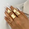 5Pcs/Set Fashion Irregular Geometric Open Rings For Women Men Punk Gold Silver Color Metal Adjustable Knuckle Joint Ring Jewelry