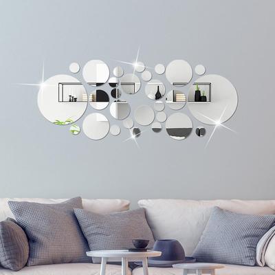 26/32-Piece Round Mirror Wall Stickers - 3D Decorative Set: Small and Large Circles, Large Circle 15cm