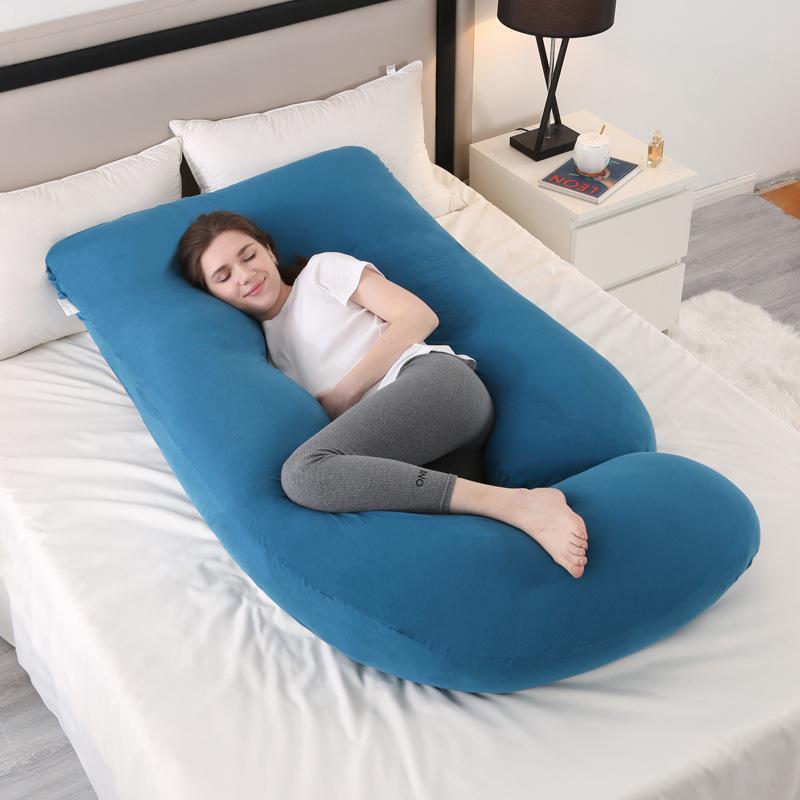 Crystal Velvet J-shaped Pregnancy Pillow Nursing Pillow Pregnant Woman Belly Support Pillow Side Sleeping Pillow Waist Pillow
