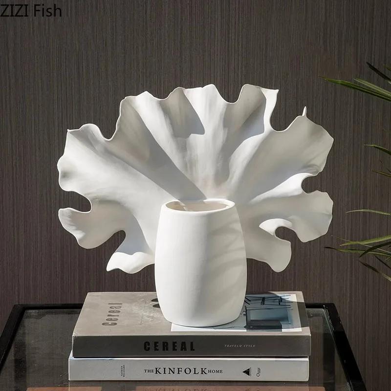 Blooming Flowers Ceramic Vase Desk Decoration Floral Arrangement Artificial Flowers Decorative White Vases Room Aesthetic Decor