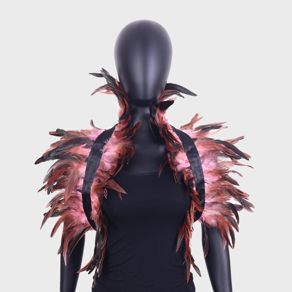 Halloween Feather Shawl Wristlet Set Feather Shawl Punk Feather Party Holiday Dress Up Cosplay Costumes Poncho for Women and Men