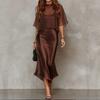 Elegant Satin Slip Dress With Mermaid Skirt High Neck Sleeveless Formal Evening Gown Women