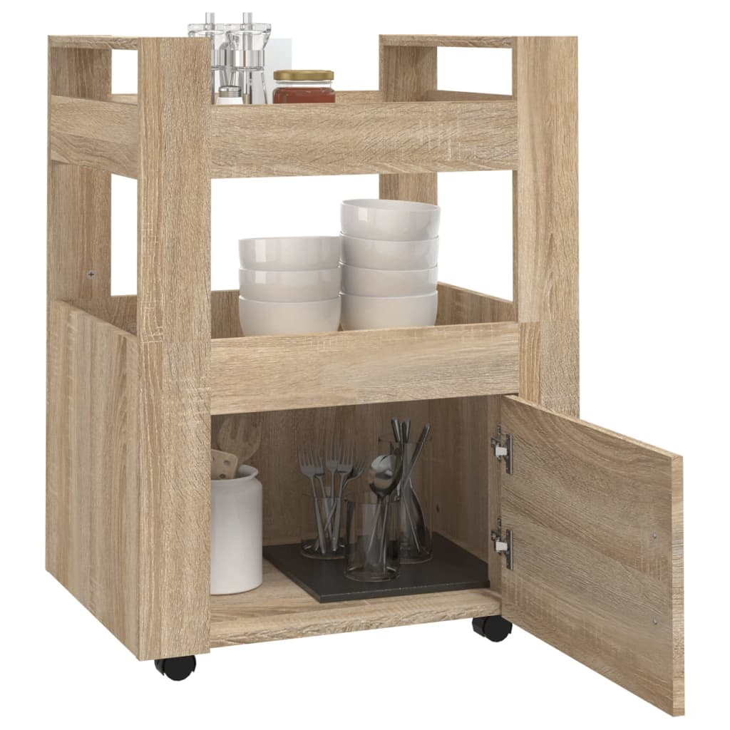 Kitchen Trolley Sonoma Oak Finish 60 X 45 X 80 Cm Engineered Wood