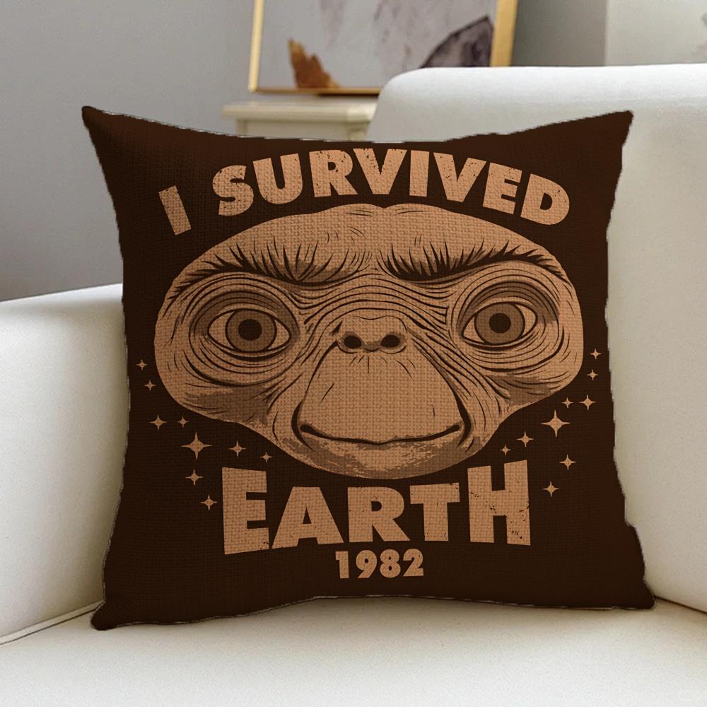 Cushion Cover Cushion Cover Pillowcase, Anti-Mite Invisible Zipper, Linen Sofa Cushion E-E.T. The Extra-Terrestrial