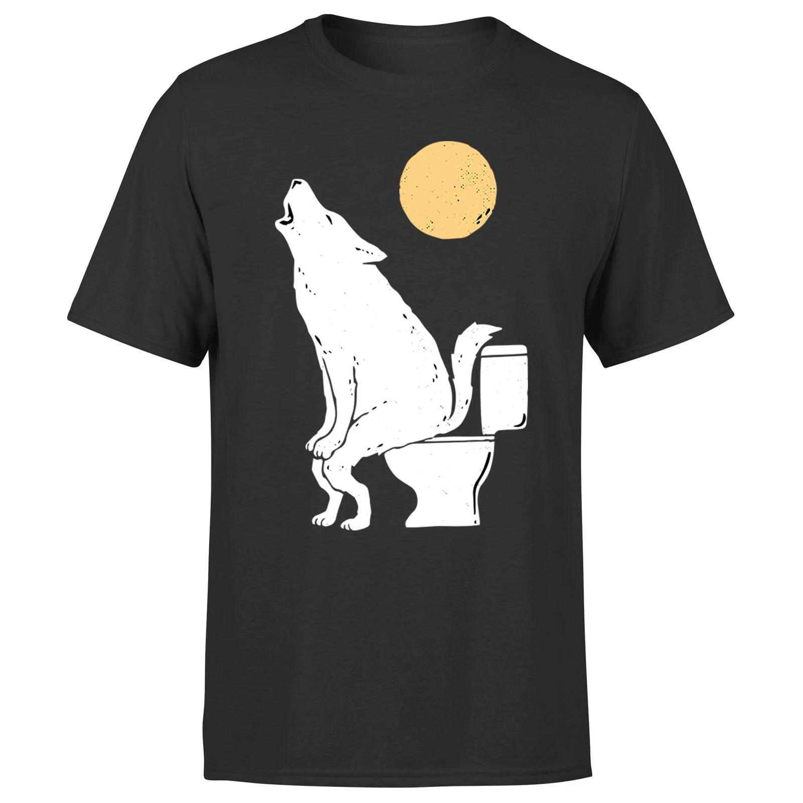 Howling At Night Wolf Mens T shirt Funny Animal Lovers Graphic Tee Top L