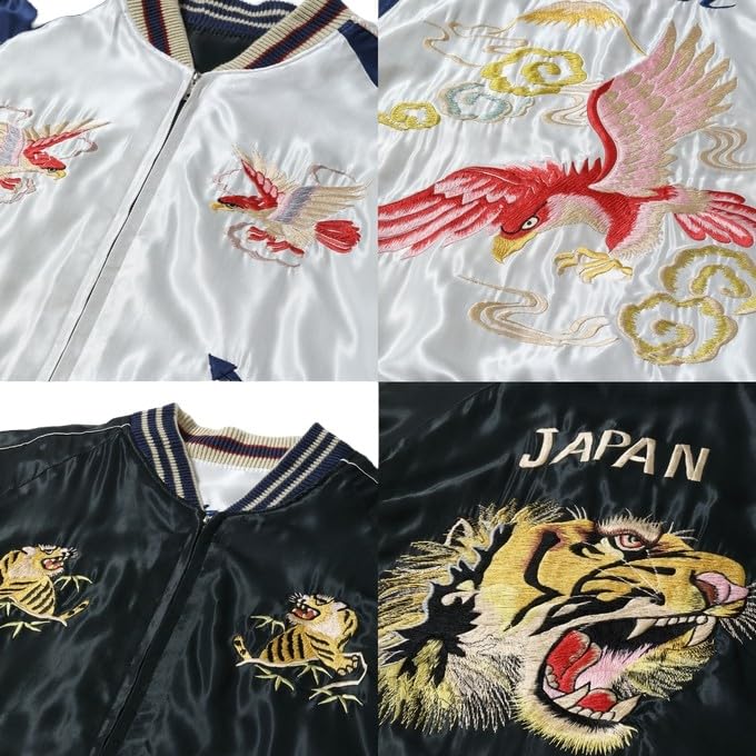 Tailor Toyo Souvenir Jacket Acetate Sukajan EAGLE TIGER HEAD Taylor Toyo TT15542-190 “RED × (XL)