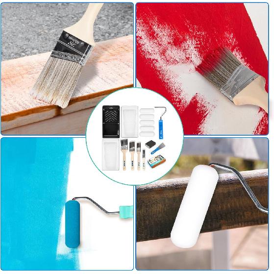 Paint Roller Kit, Paint Brushes and 4 Inch Foam Small Paint Roller Set, All In One Paint Tools for Professional or Home Owners for Professional